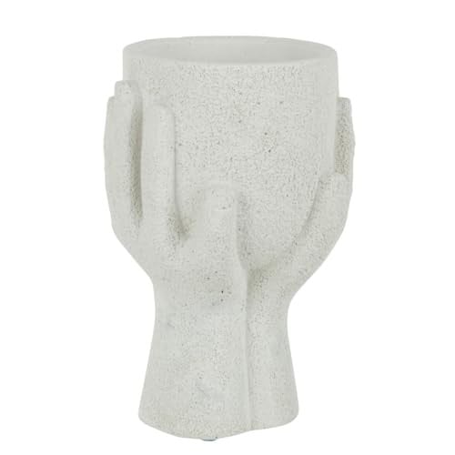 J-Line Handbloempot Handen - Wit - Cement - 2 stuks - Ø 11 cm