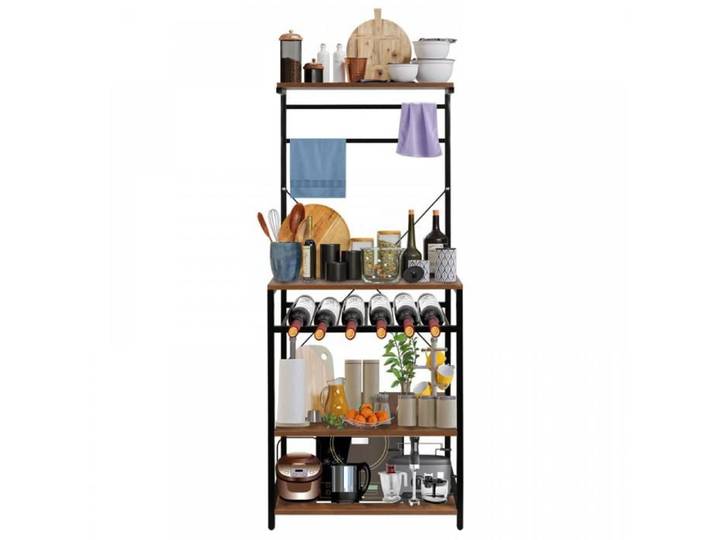 KEDIA Étagère de Cuisine 59*40*143cm Organisateur de Comptoir de Cuisine pour Salle de Bain Avec 8 Crochets Tout noir