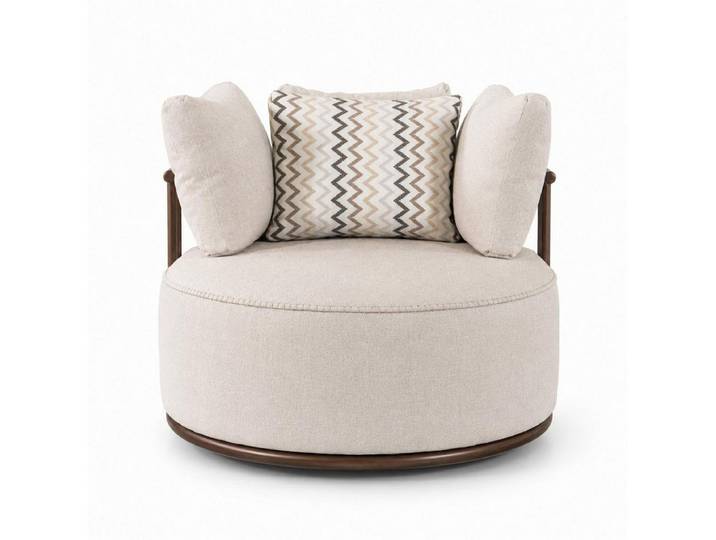 JVmoebel Loungesessel Weicher Design Sessel Rund Italien Style Beige Komfort Polstermöbel (Sessel, 1-St., 1-tlg), Made in Europa