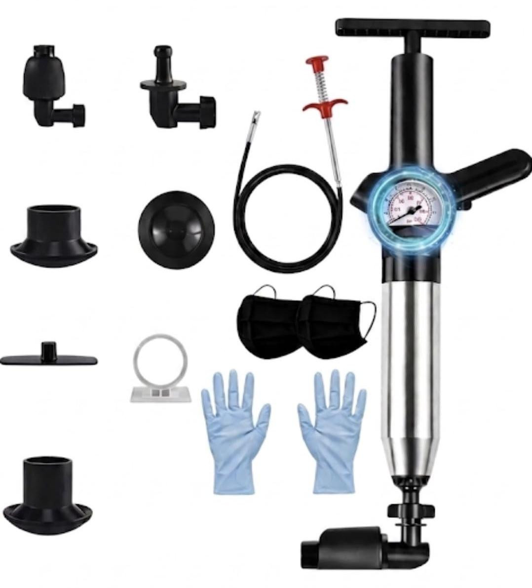 Elzusha 4-in-1 Ontstopper Set met Metaal en Drukmeter