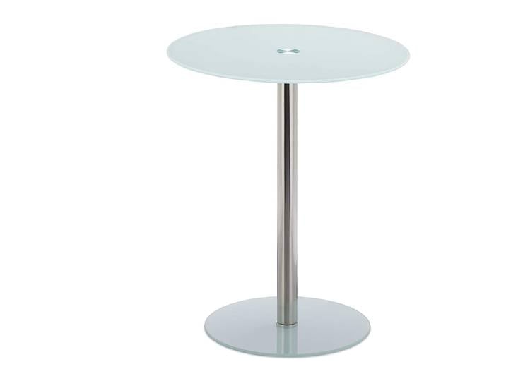 Table basse d’appoint ronde verre blanche 43 x 43 x 53 cm