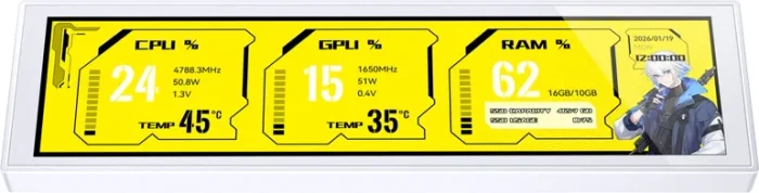 Jonsbo DS916 9,16 Zoll IPS Bildschirm mit Case Mounting - weiß
