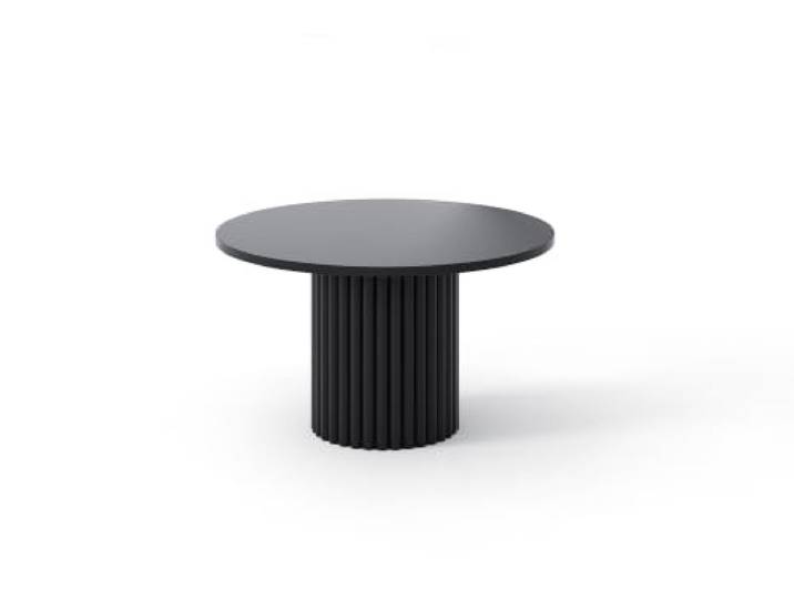 Margaret Hadas24 Sabina Couchtisch 67 x 42 cm Runder Wohnzimmertisch mit geriffeltem Standfuß Beistelltisch Sofatisch, schwarz