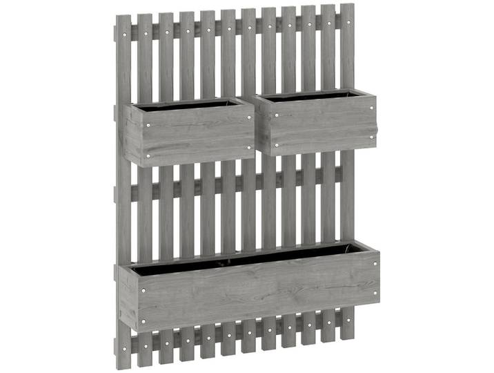 Outsunny Hochbeet Tannenholz Grau, Holz, 16x80x60 cm, Gartenzubehör, Hochbeete