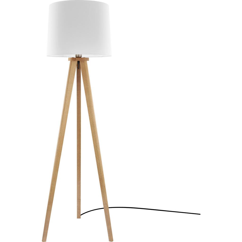 Herzblut Stehleuchte , Braun, Silberfarben , Textil , Asteiche , massiv , 160 cm , Fussschalter , Lampen & Leuchten, Innenbeleuchtung, Stehlampen, Stehlampen