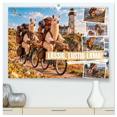 LÄSSIG, LUSTIG, LAMA! (hochwertiger Premium Wandkalender 2027 DIN A2 quer), Kunstdruck in Hochglanz