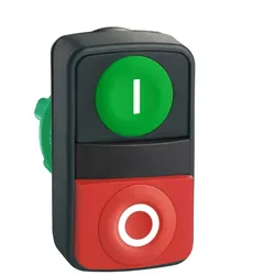 Schneider Electric ZB5AL7340 Doppeldrucktaster, Frontelement, Harmony XB5, Kunststoff, 22mm, rot, grün, unbeschriftet, tastend