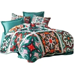 BigBuy, Kinderbettwäsche, Bettbezug-Set grün King size 3 Stücke (220 x 240 cm, 60 x 60 cm)