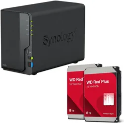 Synology DiskStation DS223 2 Einschübe NAS-Server Leergehäuse + 16TB WD Red SATA 3.5"" HDD Festplatt (2 x 8 TB, WD Red), NAS, Schwarz