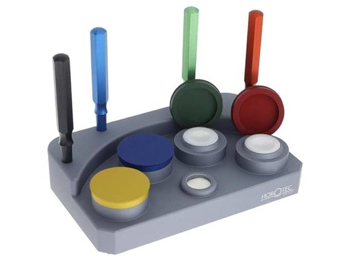 KD89 Horotec MSA17.103 Ölspender, komplett, aus Aluminium, mit 4 Keramikbehältern + 4 Ölspießen aus Aluminium