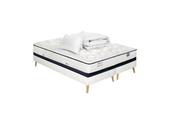 Ensemble Inedit\, Matelas Hybride 160x200\, Ferme H27 + 2 Sommiers + Couette + 2 Oreillers