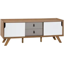 TV-MÖBEL Weiß, Hellbraun, Braun ACTON 42/147/56 cm