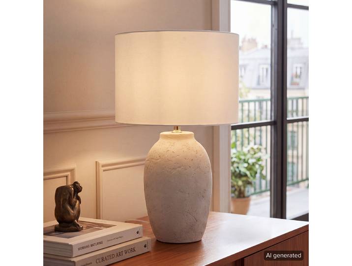 Lampe Lanta Ø 32cm Blanc/Blanc Lin E27