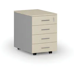 Büro-Rollcontainer PRIMO GRAY, 4 Schubladen, grau/Birkenfarben
