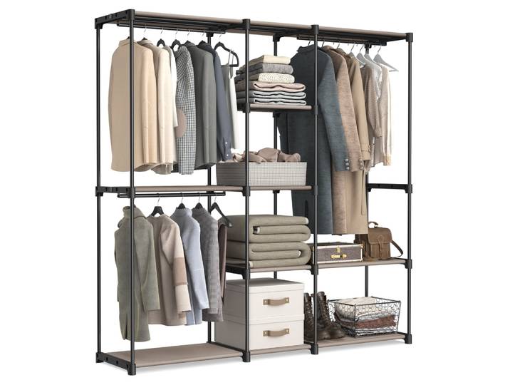 Dressing ouvert avec 2 barres de suspension 182 x 43 x 182 cm noir