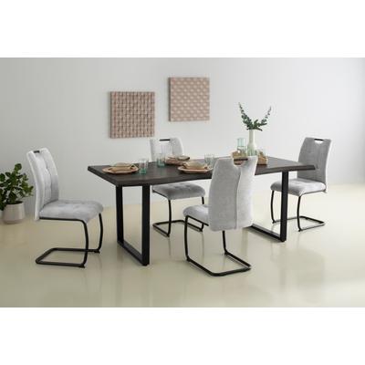 Esstisch HELA "GISELLE Baumkantentisch, Küchentisch", grau (grau, schwarz, grau), B:200cm H:76cm T:100cm, Tische, Esstisch, Kufengestell Metall, Industrial Design, 140 - 200 cm Breite, 2 Farben