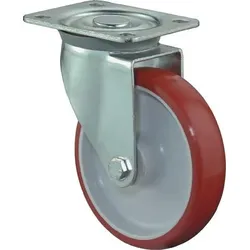 BS Rollen Lenkrolle mit Anschraubplatte Polyurethan rot Rollenlager 80 mm 125 kg - L400.B31.080