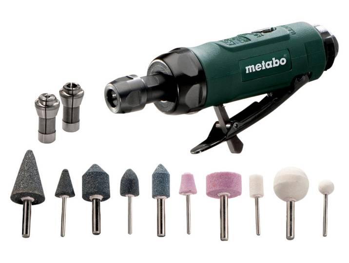 Meuleuse droite à air comprimé METABO DG 25 Set + 5 meules sur tige - 6.04116.50