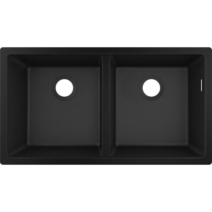 hansgrohe Unterbauspüle 43434170 820 x 450 mm, 2 Hauptbecken, graphitschwarz