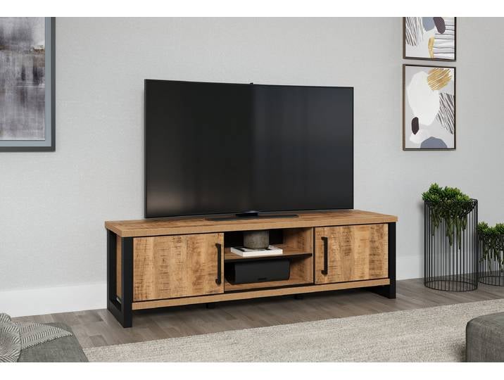 Meuble TV Enna MDF panneau de fibres de bois de moyenne densité , mélaminé Marron 166 x 50 x 45cm