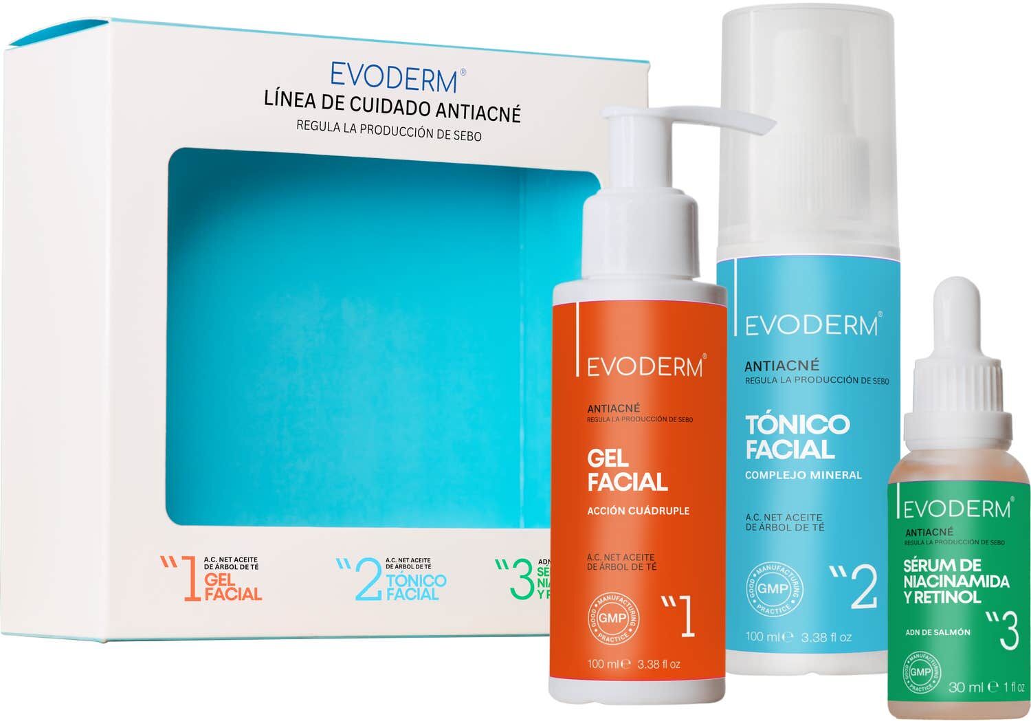 Evoderm Set Línea de Cuidado Antiacné gel + Tónico + Serum