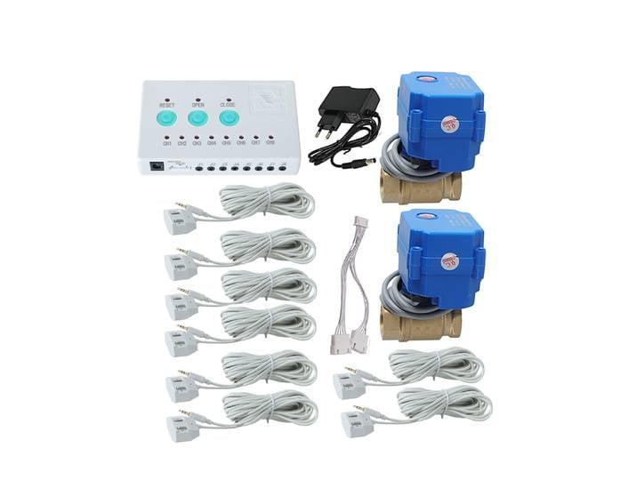 Système intelligent de détection de fuites d'eau DN15 DN20 DN25 avec vanne à fermeture automatique et 8 câbles de détection d'eau, détecteur de fuites d'eau