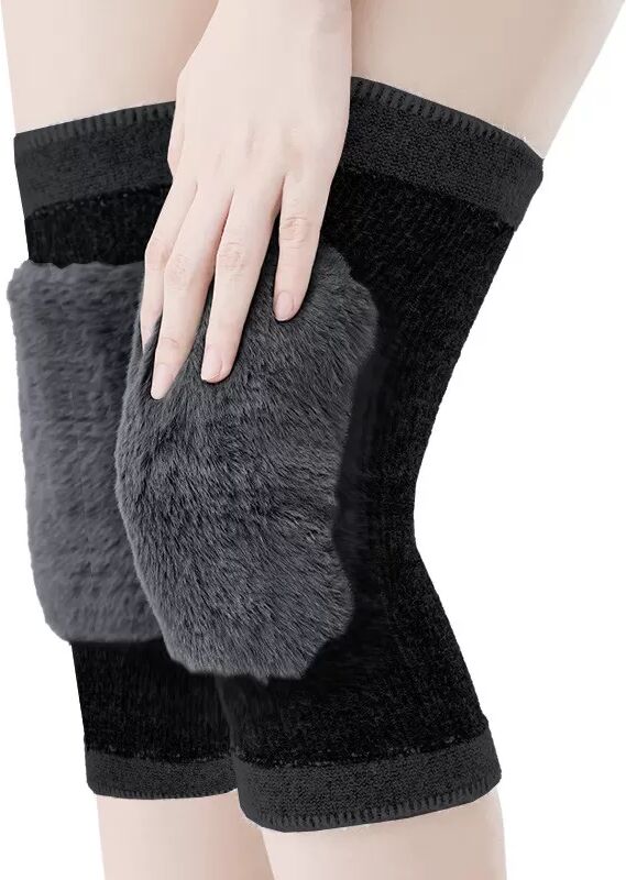 INF Kniewärmer aus Merinowolle für den Winter Schwarz
