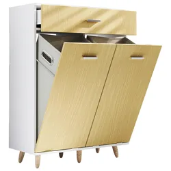 Wäscheschrank Landos M ca. 79x107x35 Weiß/Honigeiche