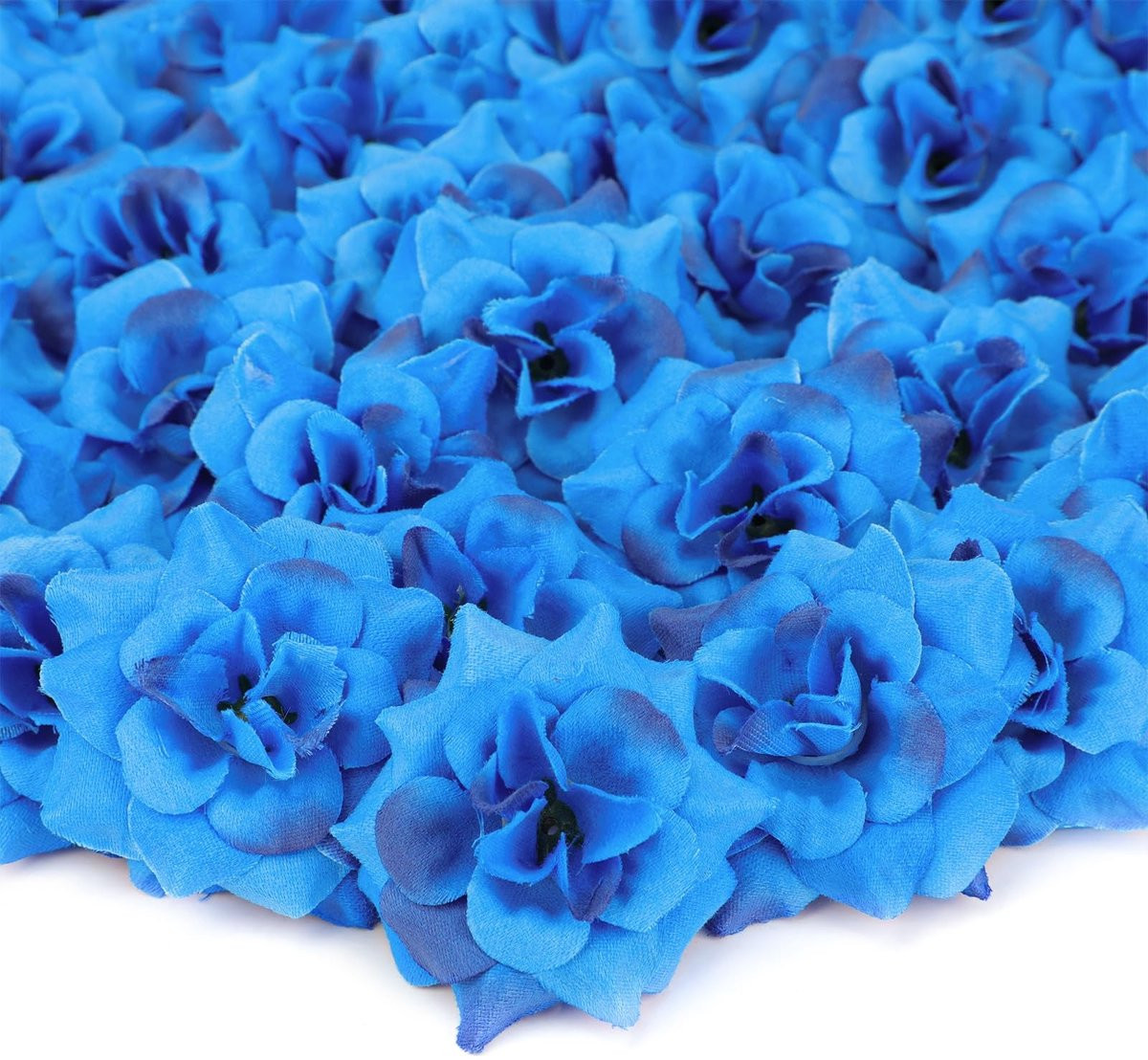 50 stuks Blauwe zijden kunstrozenkoppen voor bruiloftdecoratie