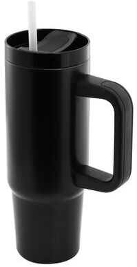 Gibson 29oz Stainless Steel Thermal Tumbler with Side Handle and Straw in Black