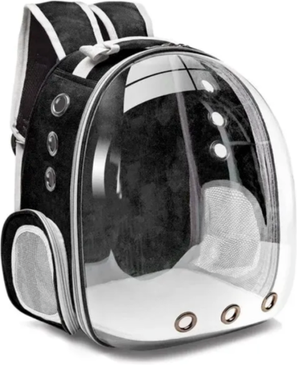 PetsAreLife Clear Cat Backpack Carrier With Ventilated Space Capsule Design For Travel Black