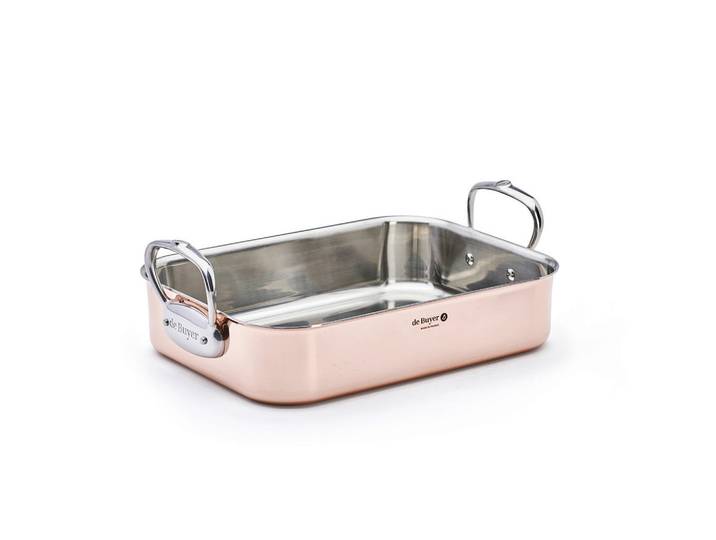 De Buyer Bräter DE Buyer Inocuivre, Kupfer, Metall, rechteckig, 35x25 cm, hitzebeständige Griffe, backofengeeignet, Kochen, Töpfe, Bräter
