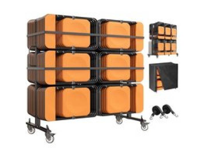 VEVOR Klappstuhlwagen für 42 Stühle & 12 Klapptische mit 363kg Tragkraft, Stuhlkarre zur Lagerung & Transport für Veranstaltung, Kohlenstoffstahl, Feststellbare Lenkrollen, Wasserschutzhülle, Schwarz