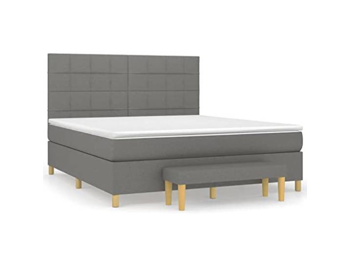 Makastle Boxspringbett mit Matratze Dunkelgrau 180x200 cm 100% Polyester Stoff
