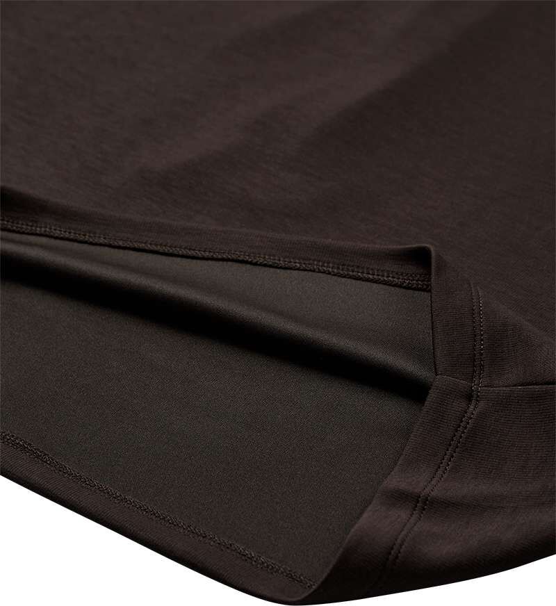 Langarmshirt FREEQUENT "FQBRODY-TEE", Damen, Gr. XL, braun (mole), Single Jersey, Obermaterial: 47% Polyester, 47% Viskose, 6% Elasthan, unifarben, lässig geschnitten hüftbedeckend, Rundhals, abgesteppte Kante, Shirts Langarmshirt, mit Stehkragen / Viskos