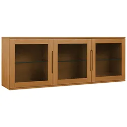 Hängevitrine Enimeta Eiche Natur 160 cm - 3 Türen, Glasböden & LED