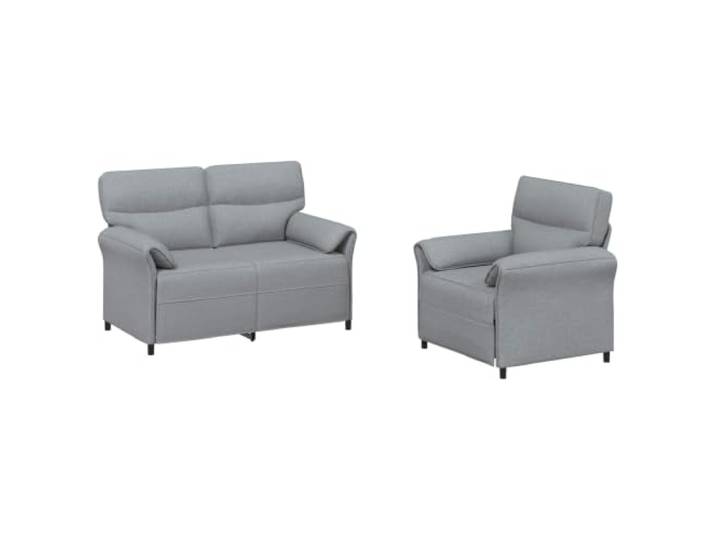 Makastle Sofa Couch 2er Set Hellgrau Stoff