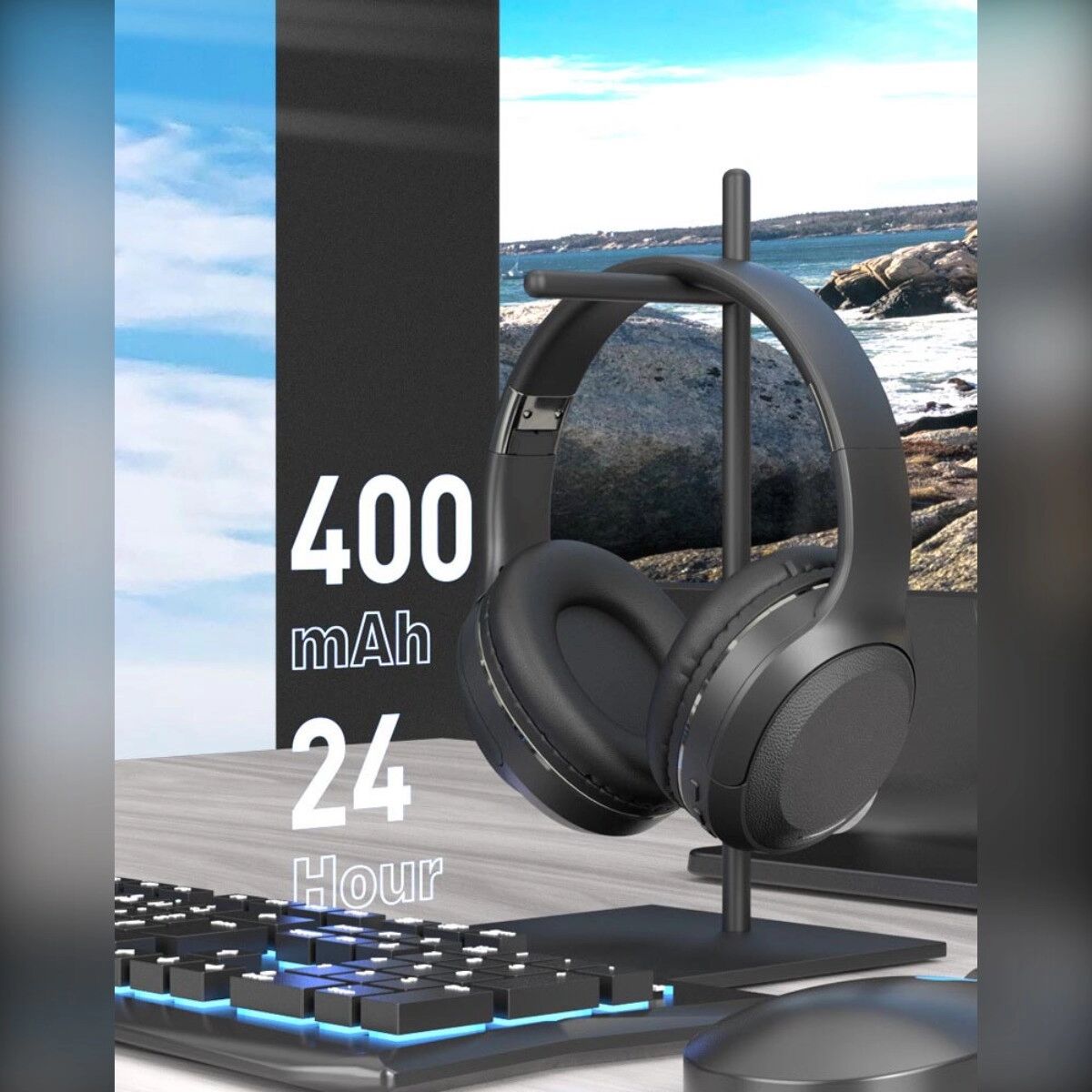 INF Over-Ear Bluetooth-Kopfhörer mit 40mm Neodym-Treibern, tiefem Bass und langer Akkulaufzeit Schwarz