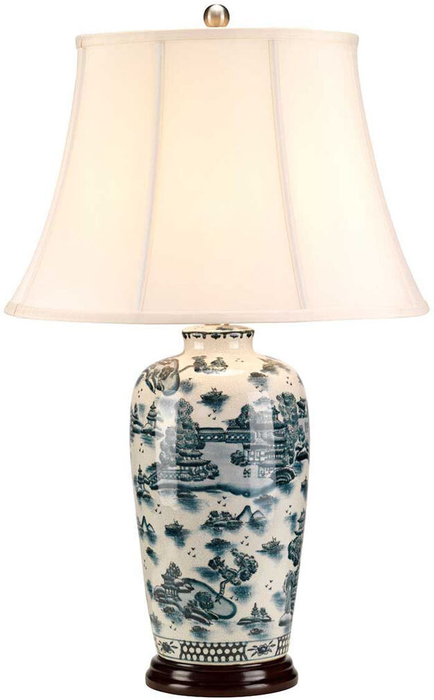 Rosalind Wheeler Leschenault Porcelain Bedside Blue;White 74cm H X 48cm W X 48cm D