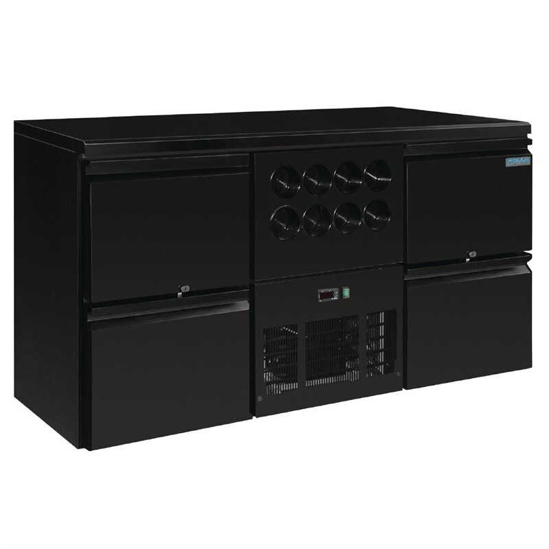 Polar Serie U Barkühlschrank 4 Schubladen mit Flaschenkühlbereich (8 Flaschen)