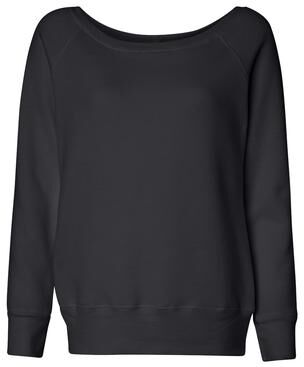 Bella + Canvas 7501 Women's Wide Neck Sweatshirt in Solid Black Triblend size Medium   Fleece B7501, BC7501