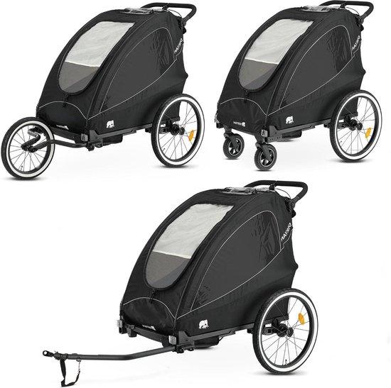 Fahrradanhänger für Kinder - Doppelanänger - Aktive Familie - 3-in-1-Design - 99 x 79 x 105 cm - Schwarz