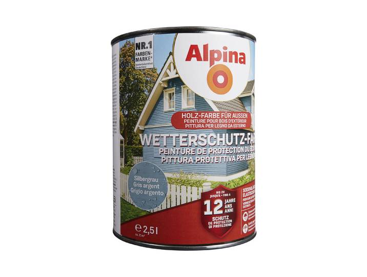 Alpina Wetterschutz-Farbe Silbergrau Grau 2.5 l Seidenglanz