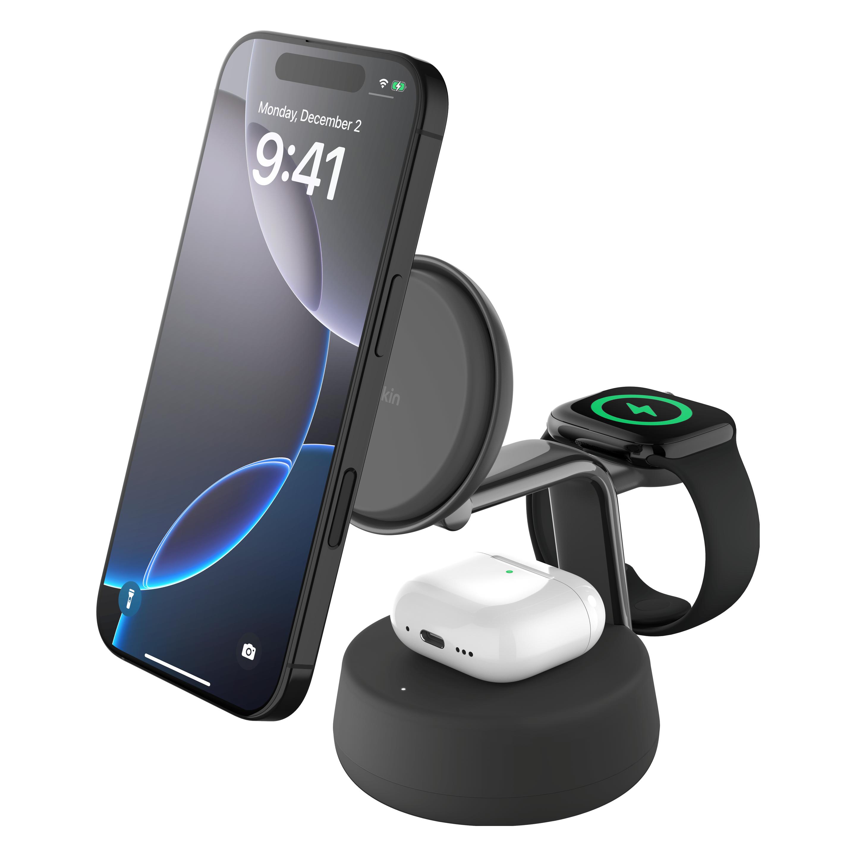 Belkin UltraCharge Pro 3-in-1 Qi2 Ladestation (25 W) (WIZ040KQCH)