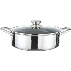 Cheffinger Schmorpfanne 28cm Wabenstruktur + Deckel, Pfanne + Kochtopf, Silber