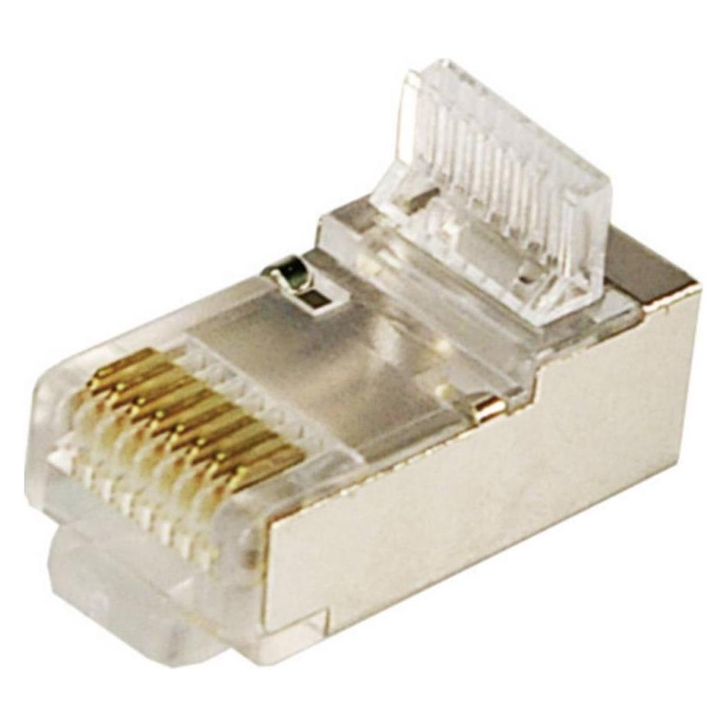 LogiLink RJ45 Stecker für Rundkabel, Kat.5e, geschirmt Modularstecker 8P8C für Rundkabel, vergoldete Kontakte (Netzwerkkabel Stecker) (MP0004)