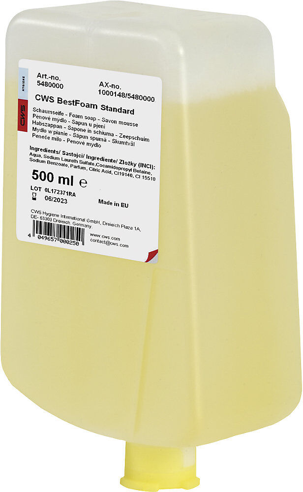 Schaumseife Best Foam, hautverträglich, VE 12 Flaschen à 0,5 l, Standard, gelb CWS