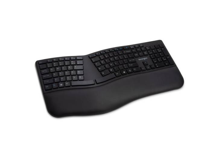 Kensington Clavier sans fil Pro Fit® Ergo (noir), Taille réelle (100 %), Avec fil &sans fil, FR sans fil +USB, QWERTY, Noir K75401FR