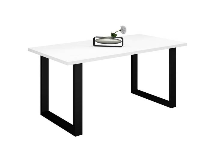 Livetastic Esstisch, Schwarz, Weiß, Metall, rechteckig, Kufe, 90x78x140 cm, Esszimmer, Tische, Esstische