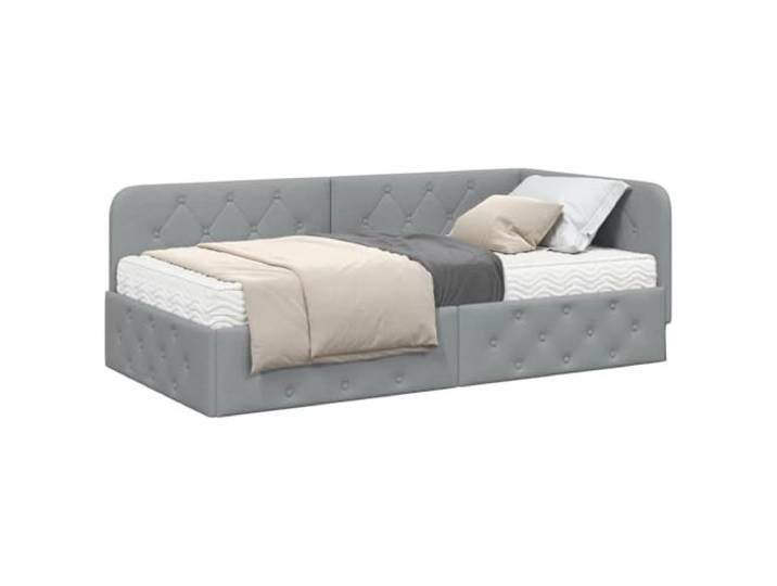 KTHLBRH Eckbett Hellgrau 90 x 200 cm Stoff Strapazierfähiges Sperrholz, Matratze aus Schaumstoff inklusive, atmungsaktives Polyester, modernes Daybed